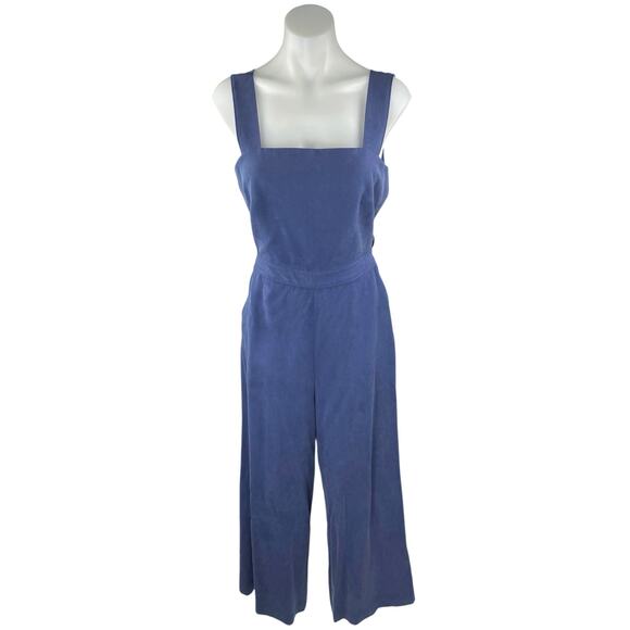 Vetta Capsule Blue Sleeveless Tie Back Wide Leg Apron Overalls Romper Jumpsuit 6 - Picture 1 of 5